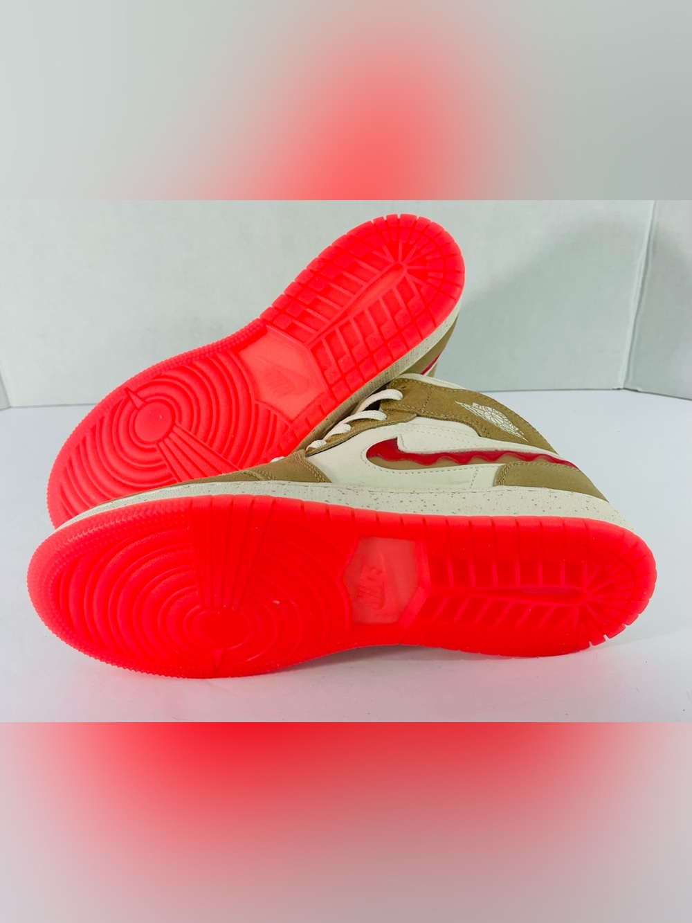 Nike Mid-Top Sneakers in Cream, Tan & Red - Picture 7 of 12